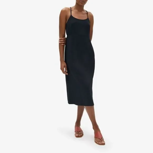 Everlane Women's Black Scoop Neck Sleeveless Fit and Flare Midi Dress Size 4 - Picture 1 of 8